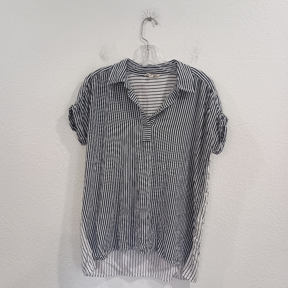 Jane and Delancey Black and White Striped Top